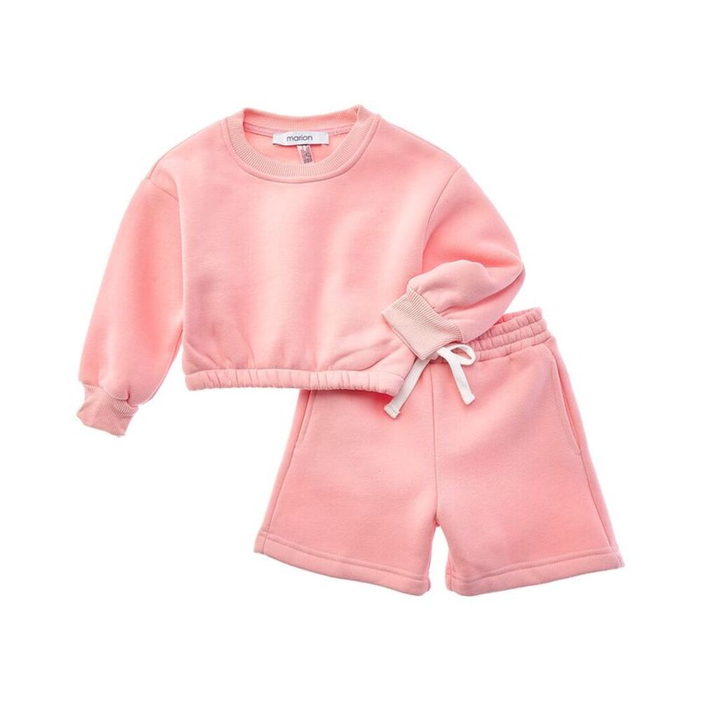 Marion Girls  2Pc Top & Short Jog Set, Pink